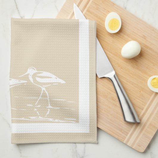 サンディの沿岸白いシギ及び暗灰色 キッチンタオル (四つ折り)