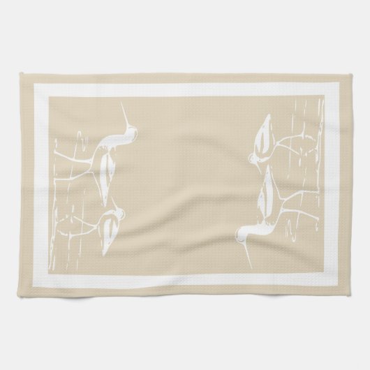 サンディの沿岸白いシギ及び暗灰色 キッチンタオル (横)