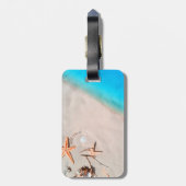 サンディの熱帯ビーチのヒトデの貝殻 ラゲッジタグ (裏面縦)