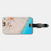 サンディの熱帯ビーチのヒトデの貝殻 ラゲッジタグ (裏面横)