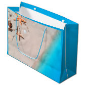 サンディの熱帯ビーチのヒトデの貝殻 ラージペーパーバッグ (正面アングル)