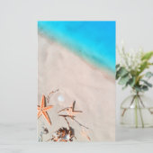 サンディの熱帯ビーチのヒトデの貝殻 便箋 (スタンド正面)