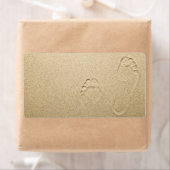 サンディの足跡ビーチ背景 ラベル (インサイチュ)