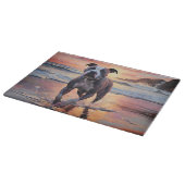 サンディアメリカン（犬）スタッフォードドッグオンビーチサンセット カッティングボード (角)