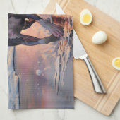 サンディアメリカン(犬)スタッフォードドッグオンビーチサンセット キッチンタオル (四つ折り)