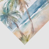 サンディウォーターカラー熱帯ビーチヤシの木 薄葉紙 (詳細)