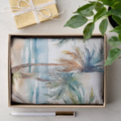 サンディウォーターカラー熱帯ビーチヤシの木 薄葉紙 (ギフト)