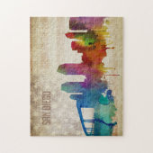 サンディエゴのカリフォルニア|の水彩画都市スカイライン ジグソーパズル (縦)