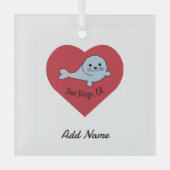 サンディエゴのシール ガラスオーナメント (正面)