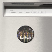 サンディエゴのスカイラインは夜の水の向こうに マグネット (インサイチュ (食洗機))