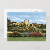 サンディエゴのバルボア公園、海軍病院ヴィンテージ ポストカード (正面/裏面)