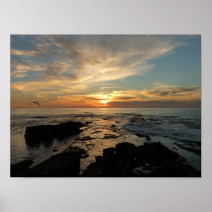 サンディエゴの夕日 カリフォルニアの海の風景 ポスター