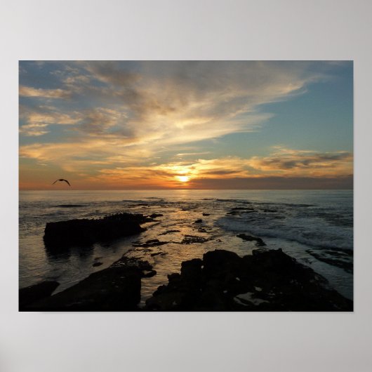 サンディエゴの夕日 カリフォルニアの海の風景 ポスター (正面)