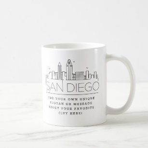 サンディエゴの様式化されたスカイライン  スローガカスタムン  コーヒーマグカップ