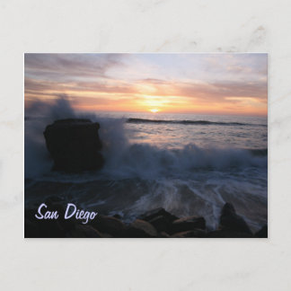サンディエゴの波が夕日に ポストカード