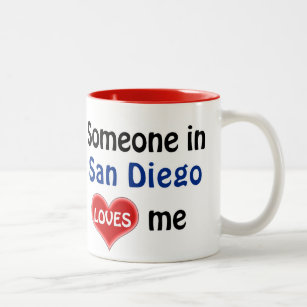 サンディエゴの誰かが私を愛している ツートーンマグカップ