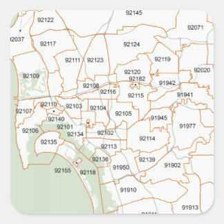 サンディエゴの郵便番号マップ スクエアシール