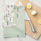 サンディエゴの郵便番号地図 キッチンタオル (四つ折り)