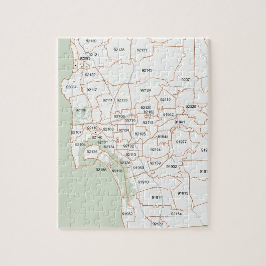 サンディエゴの郵便番号地図 ジグソーパズル (縦)