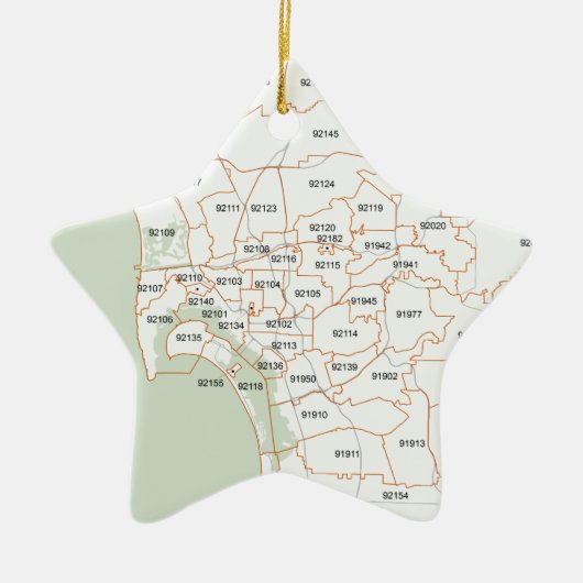 サンディエゴの郵便番号地図 セラミックオーナメント (正面)