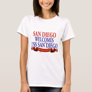 サンディエゴはUSSサンディエゴを歓迎します Tシャツ