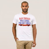 サンディエゴはUSSサンディエゴを歓迎します Tシャツ (正面フル)