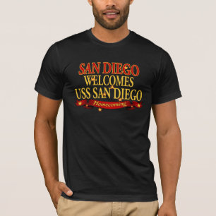 サンディエゴはUSSサンディエゴを歓迎します Tシャツ