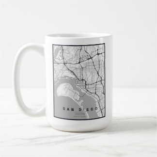 サンディエゴアメリカ市地図ミニマルデザイン コーヒーマグカップ