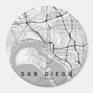 サンディエゴアメリカ市地図ミニマルデザイン マグネット