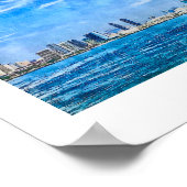 サンディエゴカリフォルニアのスカイラインウォーターカラー ポスター (角)