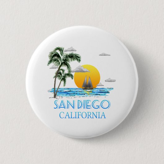 サンディエゴカリフォルニアの航行 缶バッジ (正面)