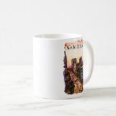 サンディエゴカリフォルニアウォーターカラーサンセットビュー コーヒーマグカップ (正面右)