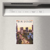 サンディエゴカリフォルニアウォーターカラーサンセットビュー マグネット (インサイチュ (食洗機))