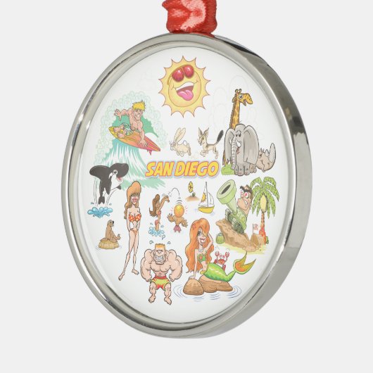 サンディエゴカリフォルニアオーナメント メタルオーナメント (左)