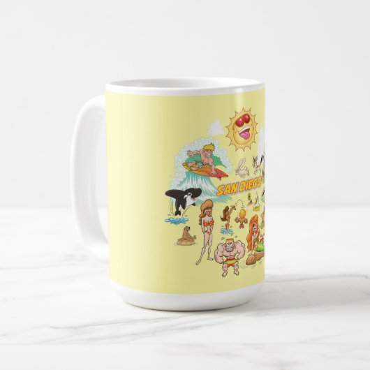 サンディエゴカリフォルニアカートゥーン コーヒーマグカップ (正面左)
