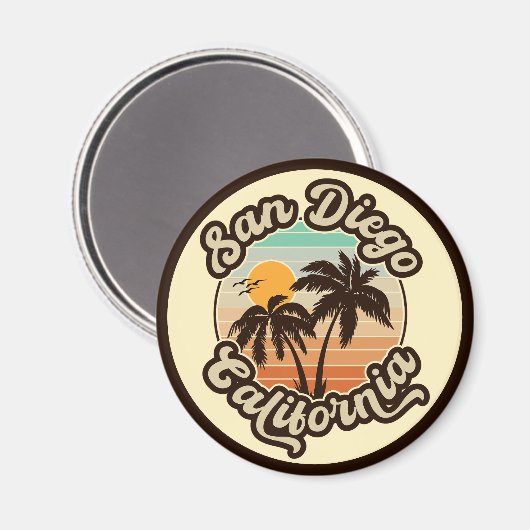 サンディエゴカリフォルニアサンセットパームツリーズお土産 マグネット (正面/裏面)