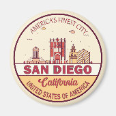 サンディエゴカリフォルニアシティスカイラインエンブレム マグネット (正面)
