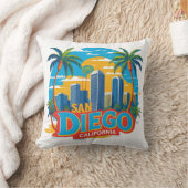 サンディエゴカリフォルニアスカイラインモダン – 街並み クッション (ブランケット)