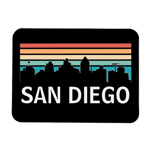 サンディエゴカリフォルニアスカイラインヴィンテージトラベル マグネット (横)