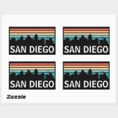 サンディエゴカリフォルニアスカイラインヴィンテージトラベル 長方形シール (シート)