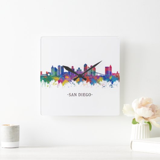 サンディエゴカリフォルニアスカイライン スクエア壁時計 (ホーム)