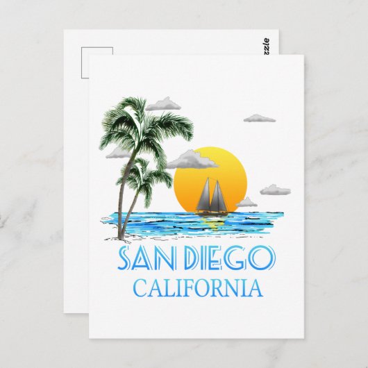 サンディエゴカリフォルニアセーリング ポストカード (正面/裏面)