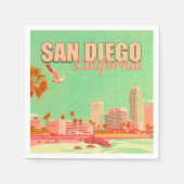 サンディエゴカリフォルニアダウンタウンお土産1950s スタンダードカクテルナプキン (正面)