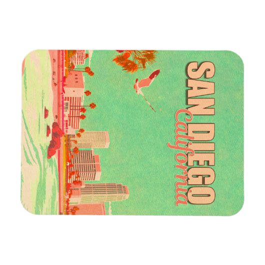 サンディエゴカリフォルニアダウンタウンお土産1950s マグネット (横)