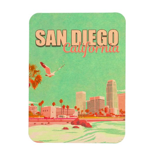 サンディエゴカリフォルニアダウンタウンお土産1950s マグネット (縦)