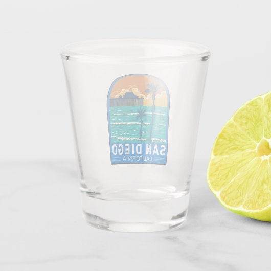 サンディエゴカリフォルニアトラベルアートヴィンテージ ショットグラス (裏面)