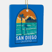 サンディエゴカリフォルニアトラベルアートヴィンテージ セラミックオーナメント (右)