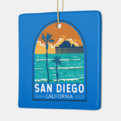 サンディエゴカリフォルニアトラベルアートヴィンテージ セラミックオーナメント (左)