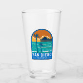 サンディエゴカリフォルニアトラベルアートヴィンテージ タンブラーグラス (正面)