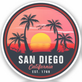 サンディエゴカリフォルニアレトロサンセットデミディーズ60s シール
